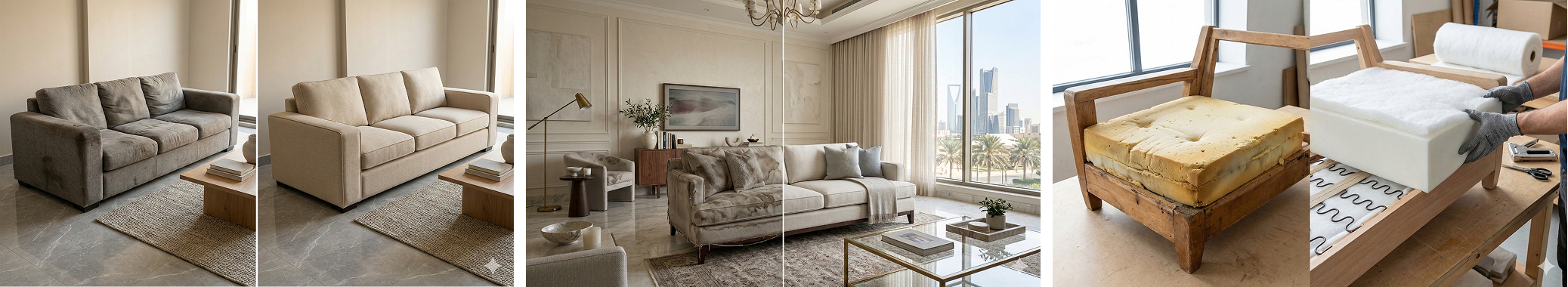 Sofa upholstery and fabric replacement in Riyadh